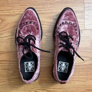 T.U.K Women's Pink Velvet Creepers